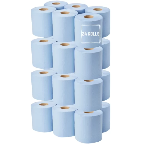 24 Rolls Blue Strike Embossed 2ply Wiper Paper Towel 45M (6*4)