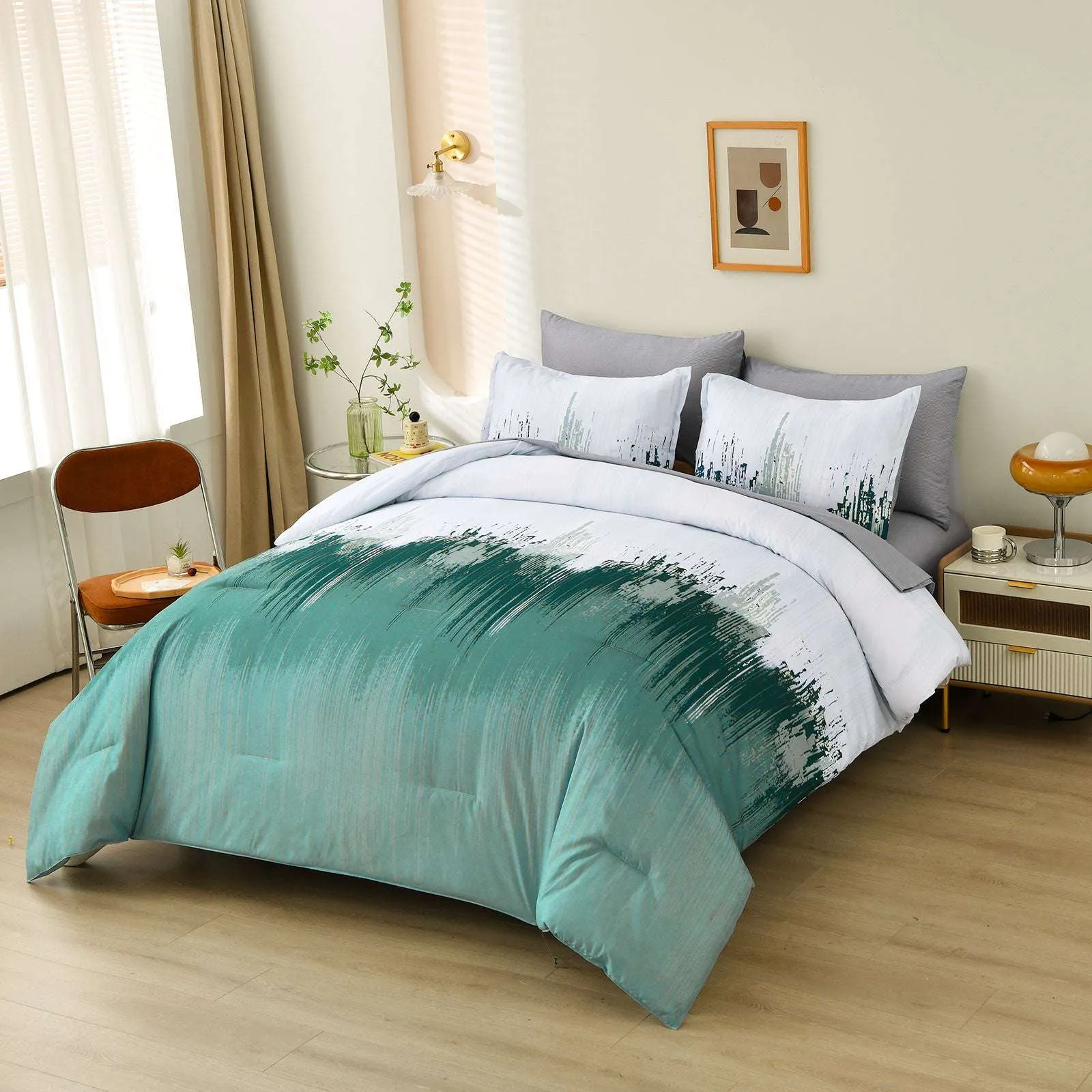 0yFloral-Stripes-Comforter-Set-King-Size-Plush-3-Piece-Bedding-with-Pillowcases