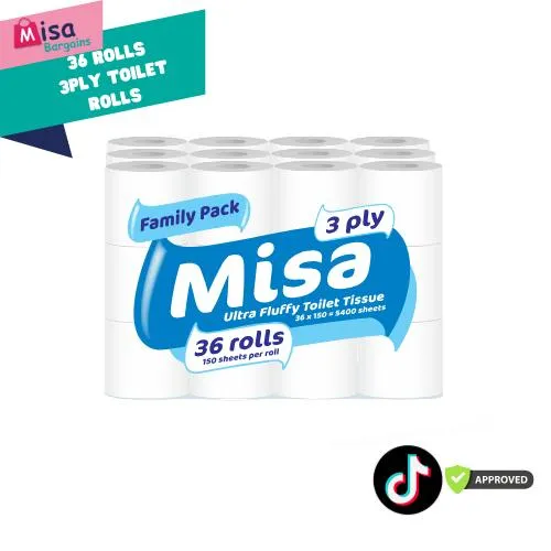 144 Rolls Misa Premium 3-Ply Toilet Paper Rolls - 36 Pack*4