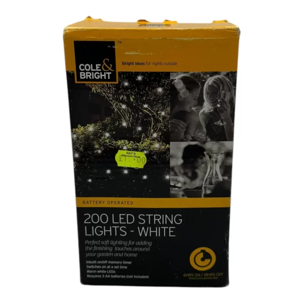 200 LED String Lights - White and Battery Operated