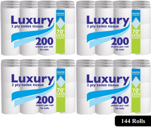 144 Rolls Luxury 28800 Sheets Bathroom Luxury Quilted Toilet Rolls  (4*36pk)