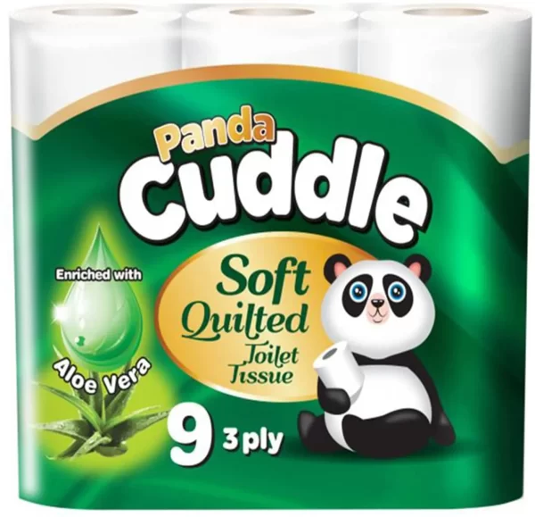 135 Rolls Panda Cuddle Aloe Vera Soft Quilted 3 Ply 160 Sheets Toilet Tissue Rolls