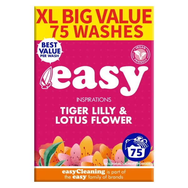 2 x Easy Laundry Powder 75 Wash Tiger Lily & Lotus Flower 5.1kg