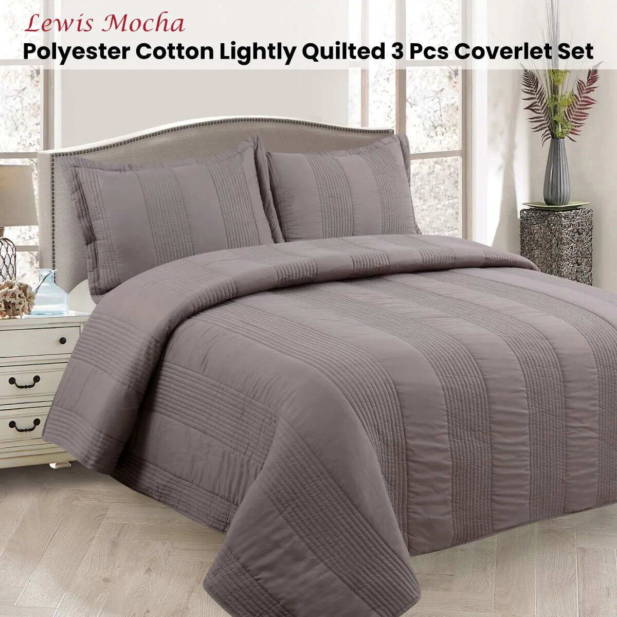 2zLewis-Mocha-3-Pce-Lightly-Quilted-Polyester-Cotton-Coverlet-Set-Queen_1