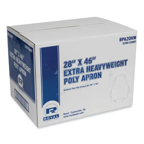 AmerCareRoyal Heavyweight Poly Aprons 28x46 1.77 Mil One Size Fits All White 500/Case