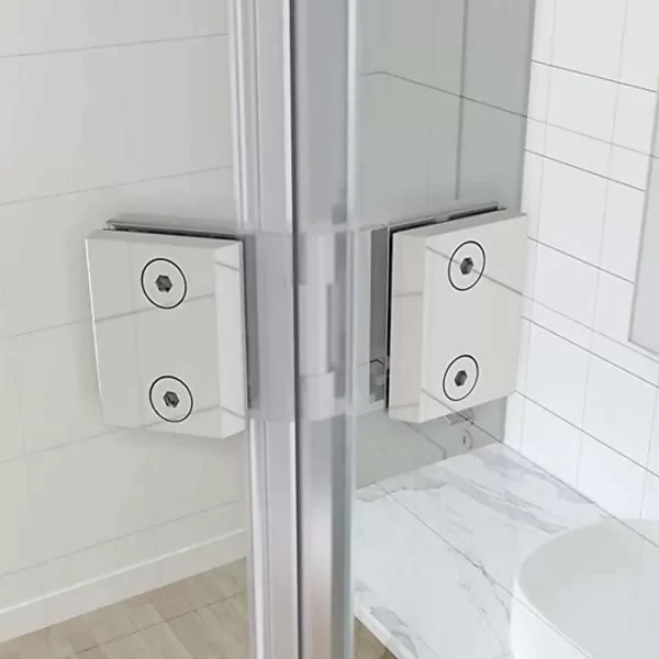 180 Degree Brass Glass-to-Glass Shower Door Hinge in Nickel
