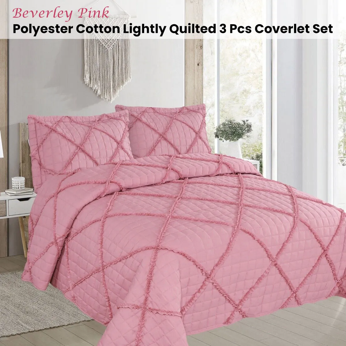 5pBeverley-Pink-3-Pce-Lightly-Quilted-Polyester-Cotton-Coverlet-Set-Queen_1