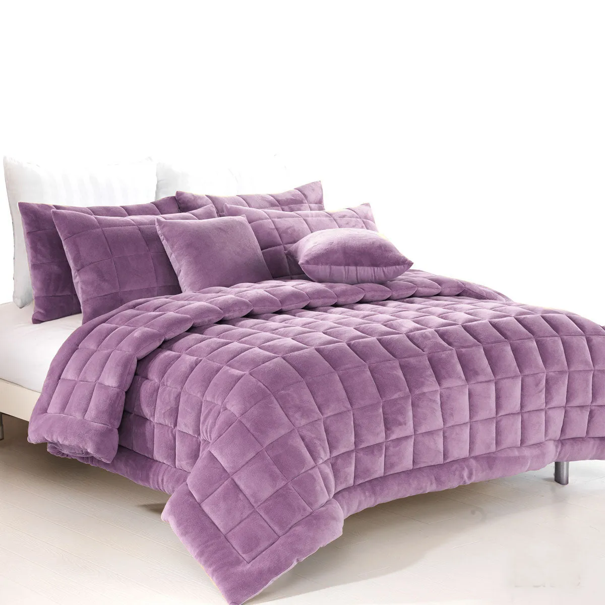6bAlastairs-Augusta-Faux-Mink-Quilt-Comforter-Set-Lilac-Super-King-1
