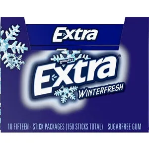Extra 15 Piece/Unit Single Serve Winterfresh Gum-5 Piece-10/Box-12/Case