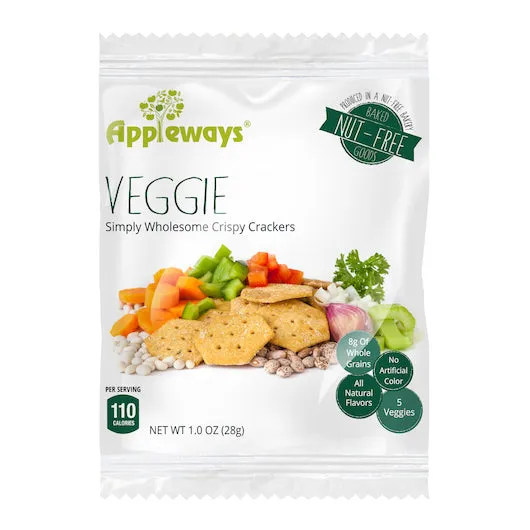 Appleways Whole Grain Veggie Crackers Individually Wrapped-1 oz.-108/Case