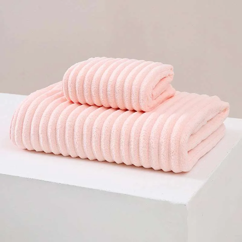 6qStriped-Model-Pink-Luxury-White-Bath-Towel-and-Hand-Towel-Set-Ultra-Soft-and-Absorbent