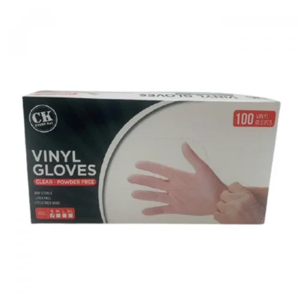 CK Clear Powder FreeVinyl Gloves Pack of 100