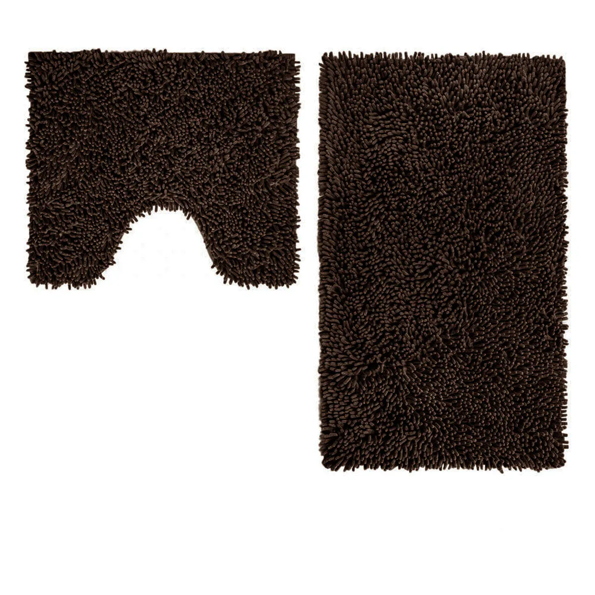 7w2-Pce-Shaggy-Toggle-100-Cotton-Bath-Mat-Set-Chocolate