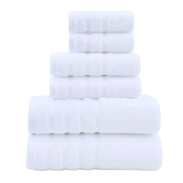 White Luxury Cotton Towel Set - 6-Piece Ultra-Soft Bath, Hand, and Washcloth Set