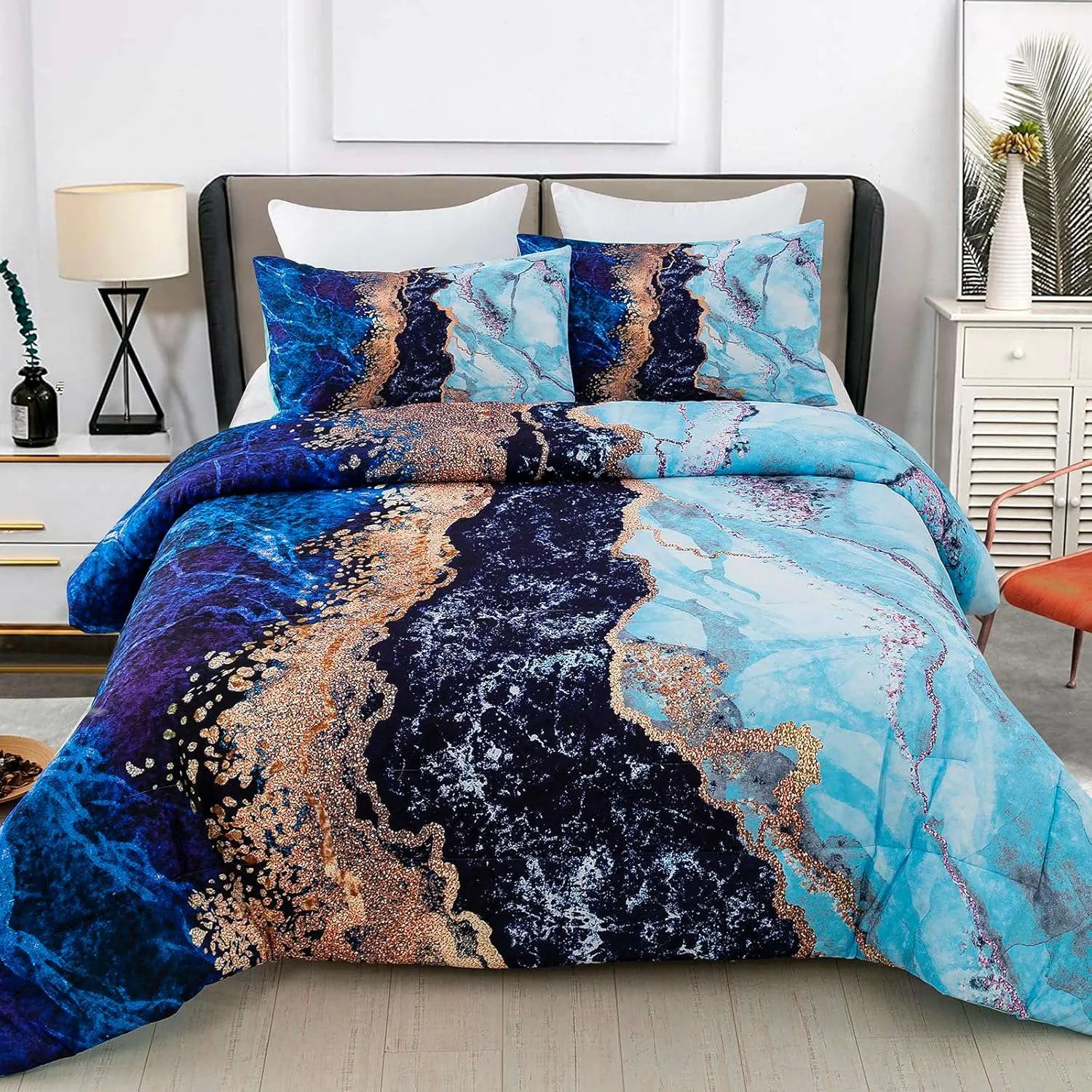 8dBlue-Marble-Comforter-Set-King-Size-Retro-Watercolor-3-Piece-Bedding-Collection