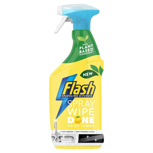 Flash Sparkling Kitchen Spray Wipe Done Crisp Lemon 800ml