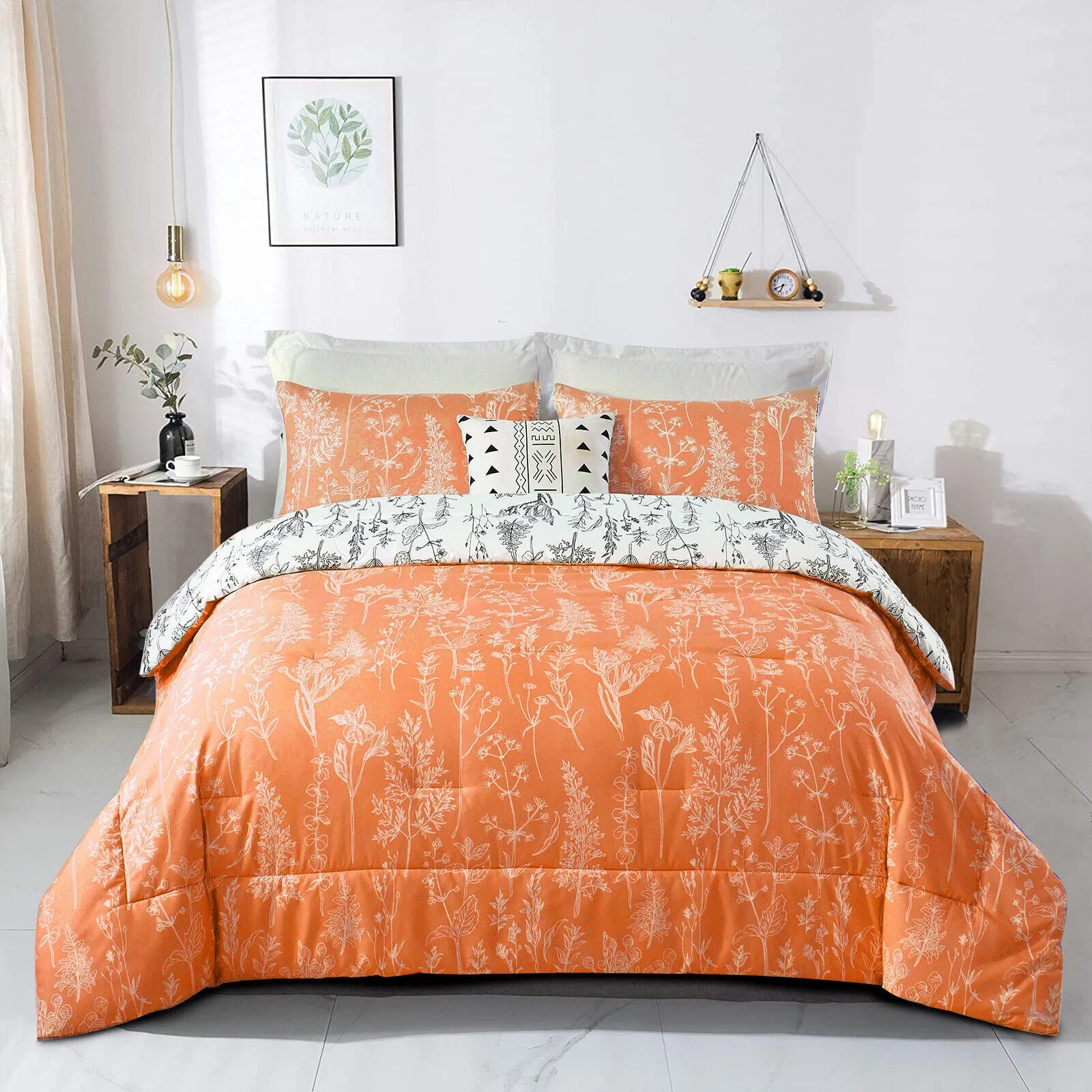 8rFloral-Comforter-Set-Queen-Size-Reversible-Quilted-Bedding-with-Pillowcases