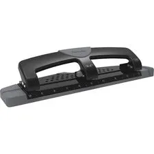 12-sheet Smarttouch Three-hole Punch, 9/32" Holes, Black/gray