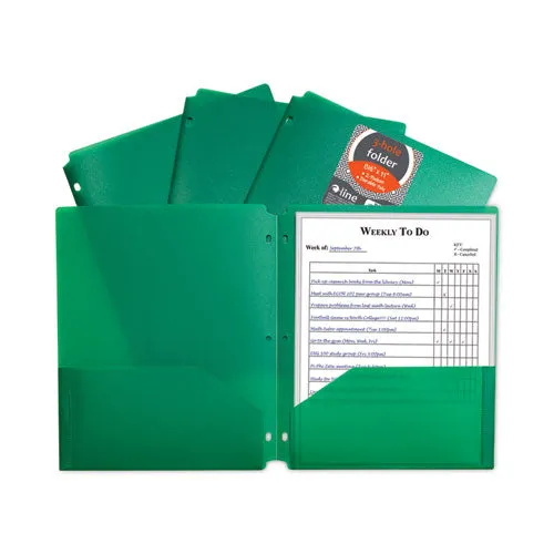 2dC-Line-Two-pocket-Heavyweight-Poly-Portfolio-Folder-3-hole-Punch-11x85-Green-25-box_1