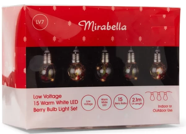 Mirabella Christmas Low Voltage 15 LED Berry Bulb Light Set - Warm White