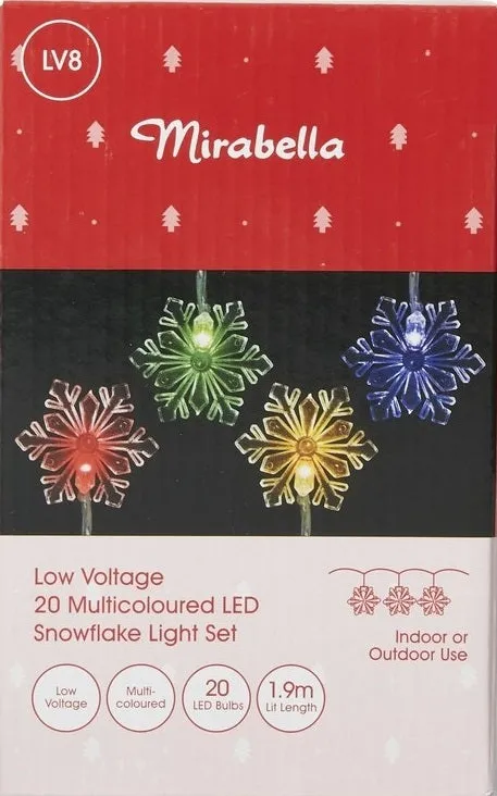Mirabella Christmas Low Voltage 20 LED Snowflake Light Set - Multicoloured