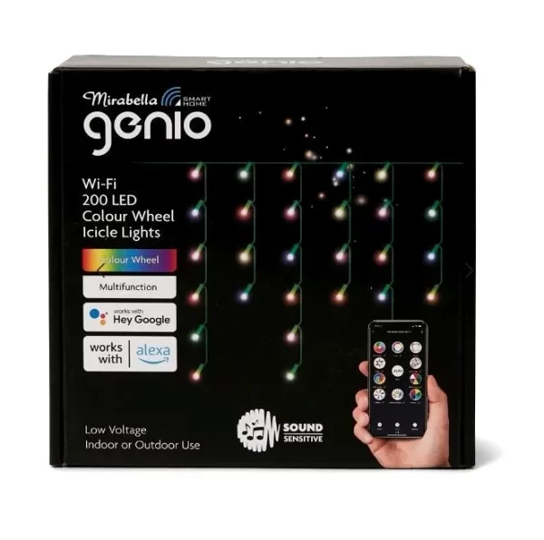 Mirabella Christmas Genio Wi-Fi 200 LED Colour Wheel Icicle Lights - Multi